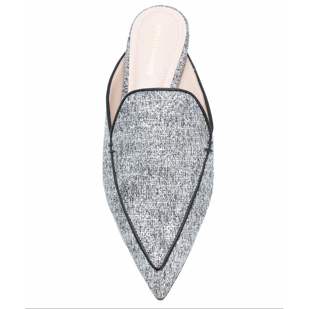 Nicholas Kirkwood Beya Metallic Silver Bouclé Leather Mule size 37